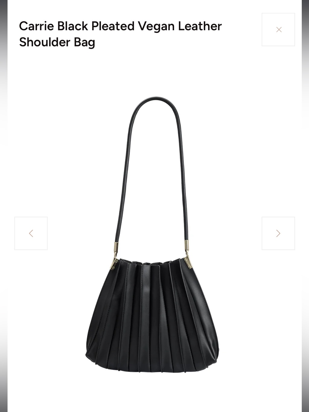 Carrie Pleated Vegan Leather Shoulder Bag - Black